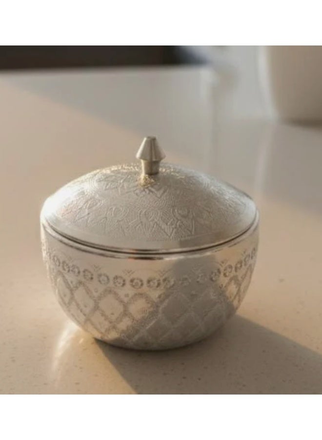 أي كي دي سي وعاء سكر من الألومنيوم من AKDC - تصميم فضي كلاسيكي | ملحق مطبخ أنيق بطول 10 سم - Image 1