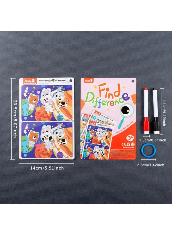 Find The Difference Game Attention Training Card Set 10pcs Per Set Intermediate Erasable And Reusable Animal English Vocabulary Cards Interactive Observation Skill Development Fun Educational Toy Ideal Classroom Reward Halloween Gift Christmas Gift - Image 2