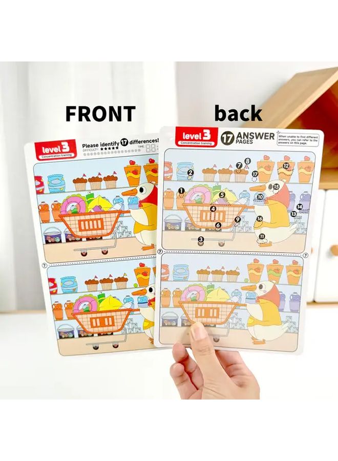Find The Difference Game Attention Training Card Set 10pcs Per Set Intermediate Erasable And Reusable Animal English Vocabulary Cards Interactive Observation Skill Development Fun Educational Toy Ideal Classroom Reward Halloween Gift Christmas Gift - Image 3