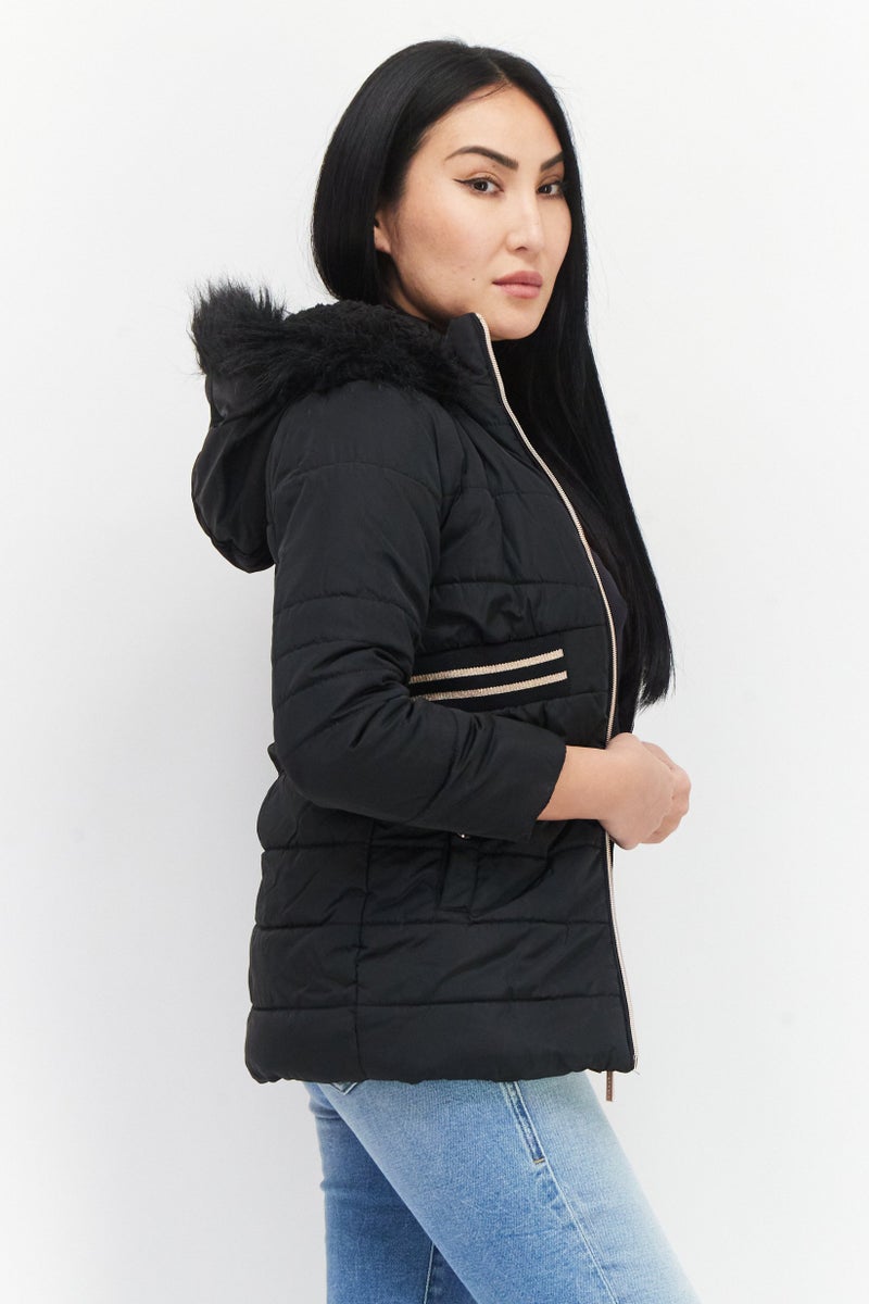 BCBG Girls Women Solid Puffer Jackets, Black - Image 2