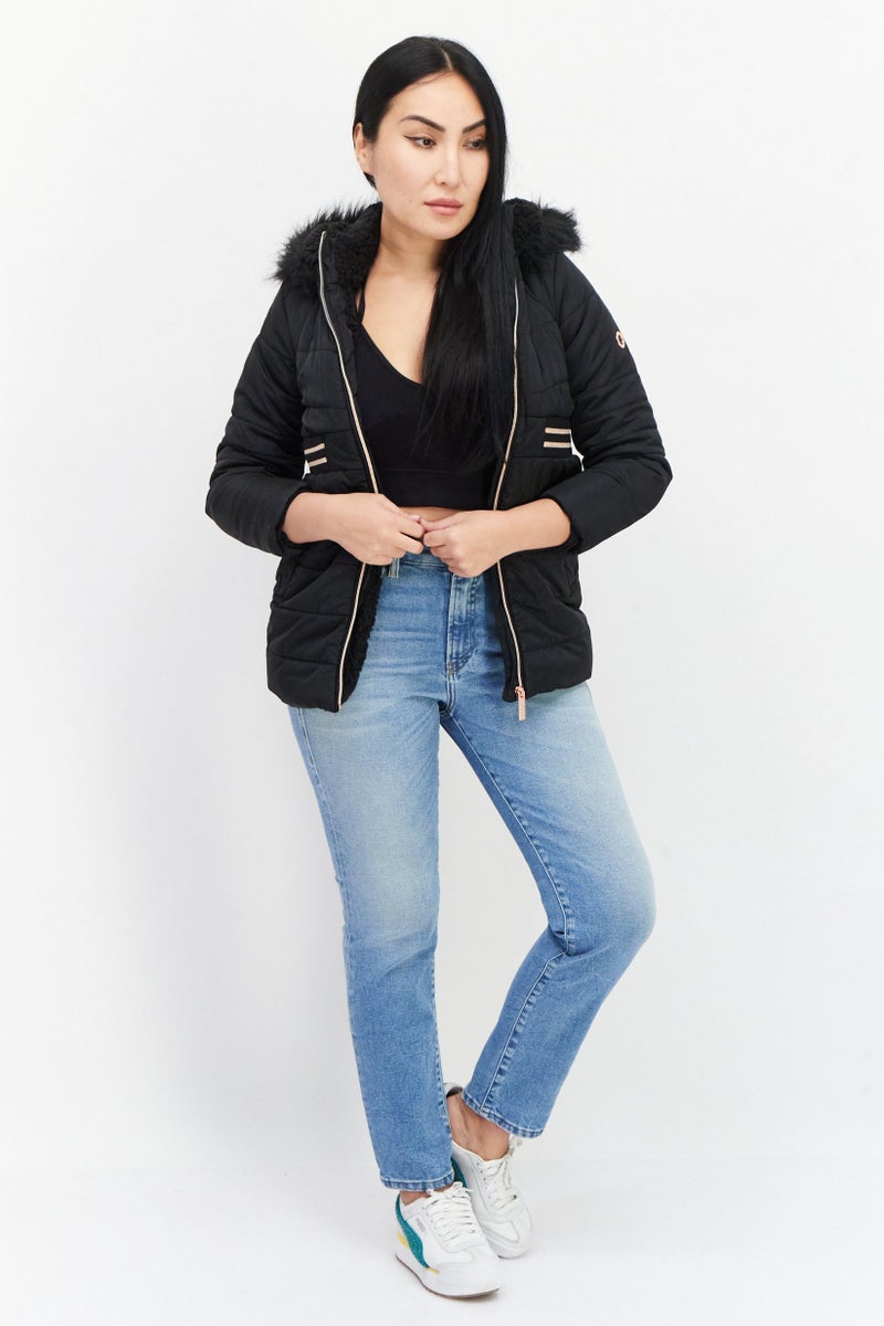 BCBG Girls Women Solid Puffer Jackets, Black - Image 4