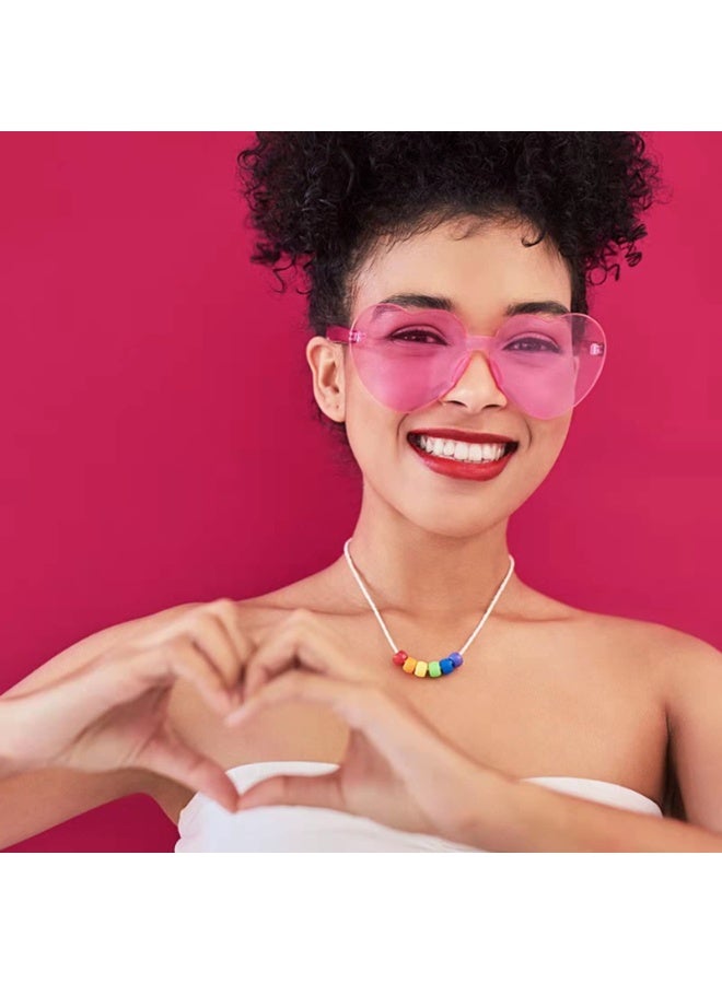 KOWVOWZ Heart Shaped Sunglasses for Women, Transparent Candy Rimless Sunglasses, Fashion Heart Shaped Glasses for Party Favor (10Pcs) - Image 2
