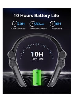 KASTWAVE Portable Neckband Bluetooth Speakers，Portable Bluetooth Speakers Wearable Wireless Speaker  3D Surround Sound Stereo Personal Sport Speaker with Mic for Home and Outdoor (Black)  - Image 3