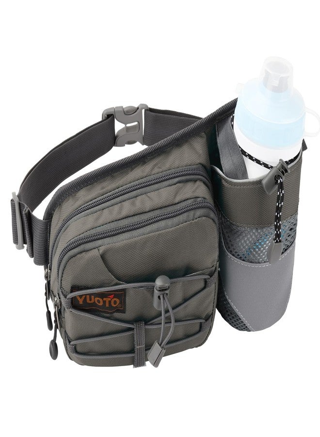 YUOTO Waist Pack with Water Bottle Holder for Running Walking Hiking Runners Hydration Belt (Grey) - Image 2