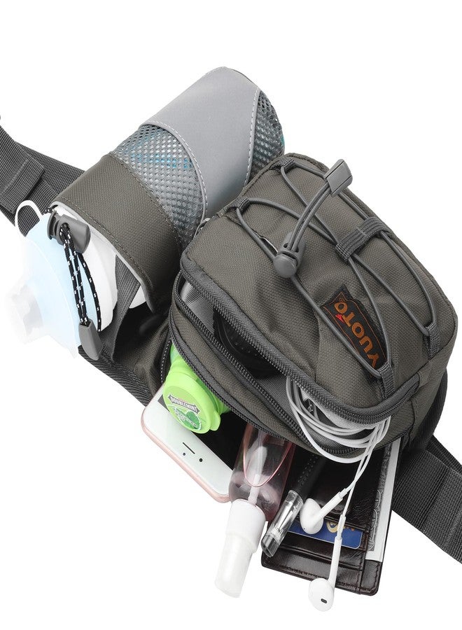 YUOTO Waist Pack with Water Bottle Holder for Running Walking Hiking Runners Hydration Belt (Grey) - Image 3