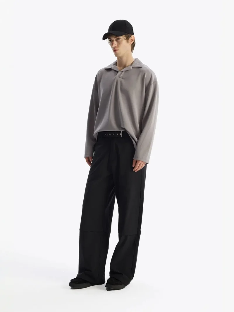 Giesto GIESTO Men's oversized open-collar long-sleeve T-shirt