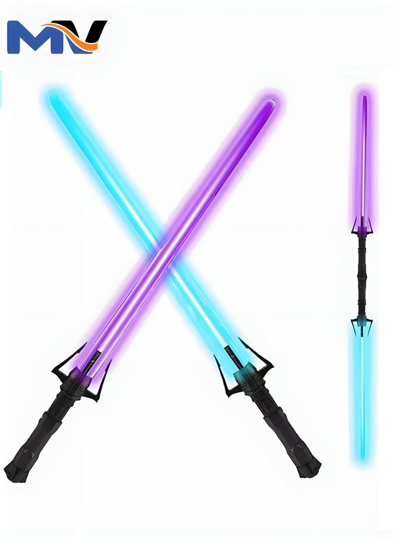 MAGIC VAULT - 2 PCS Lightsabers Colorful retractable double lightsaber set, lighted sword for kids, LED with sound effect and realistic handle, two pieces combined, perfect for kids - Image 1