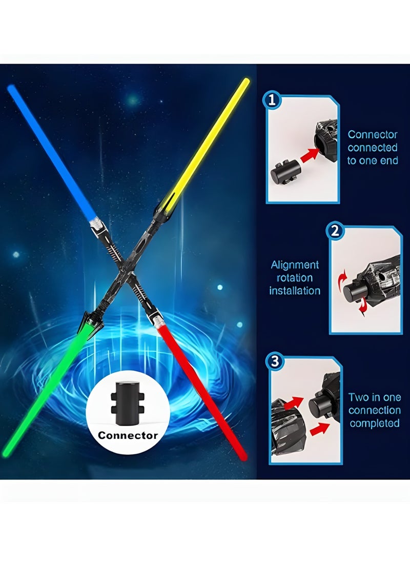 MAGIC VAULT - 2 PCS Lightsabers Colorful retractable double lightsaber set, lighted sword for kids, LED with sound effect and realistic handle, two pieces combined, perfect for kids - Image 1