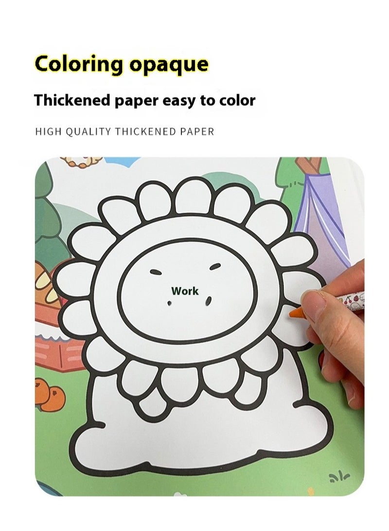 Scratch LABUBU Painting Filling Graffiti Book Toy Intellectual Crayon Watercolor Fluorescent Liquid Color Lead Children's Painting Coloring Book - Image 4