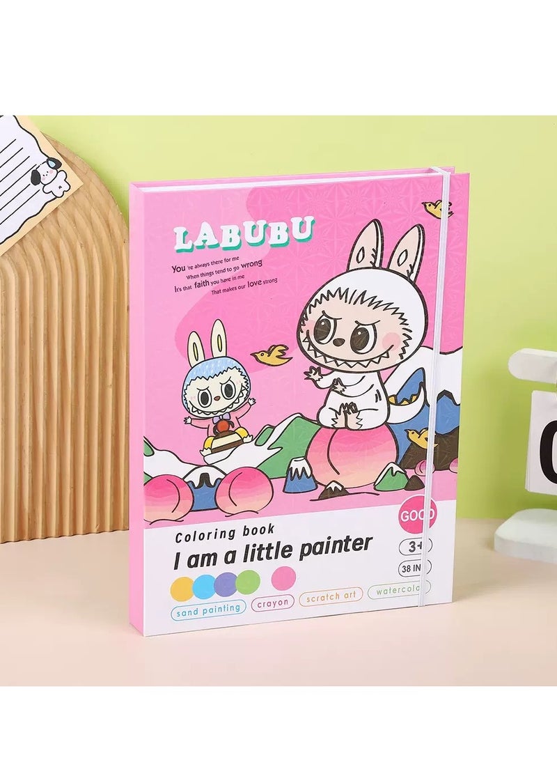 Scratch LABUBU Painting Filling Graffiti Book Toy Intellectual Crayon Watercolor Fluorescent Liquid Color Lead Children's Painting Coloring Book - Image 1