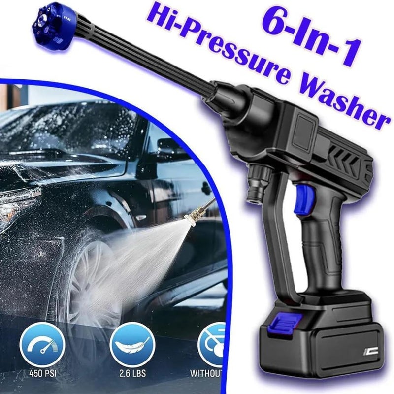 AEKDO 6 in1 Cordless Portable Pressure Washer Gun 48V High Pressure Water Gun with Cordless Rechargeable 6 Ways to Spray Water Used for Car Washer Gardens and Stones Floors - Image 4