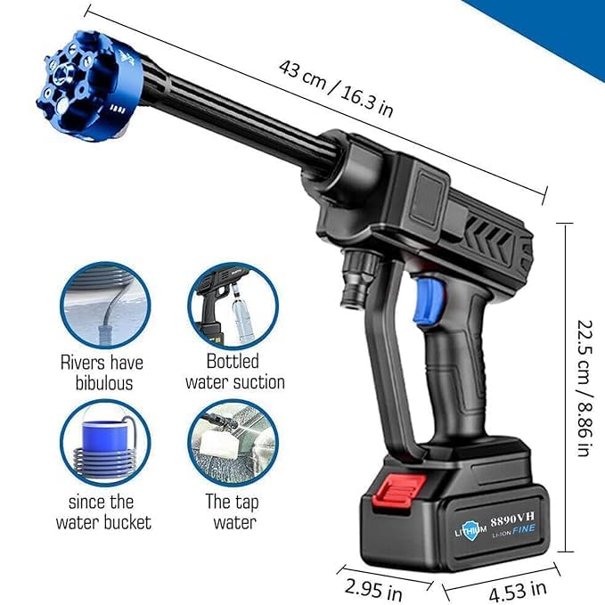 AEKDO 6 in1 Cordless Portable Pressure Washer Gun 48V High Pressure Water Gun with Cordless Rechargeable 6 Ways to Spray Water Used for Car Washer Gardens and Stones Floors - Image 5