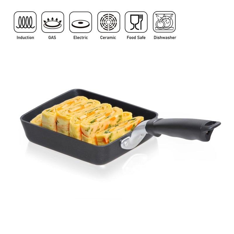 TECHEF - Tamagoyaki Japanese Omelette Pan/Egg Pan Skillet, PFOA-Free, Dishwasher Safe, Induction-Ready, Made in Korea (Black/Medium) - Image 4