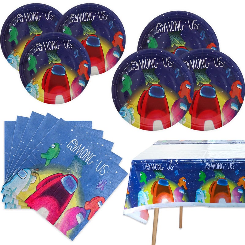 Fuyhiuous Among Party Supplies 41Pack include 20 plates 20 napkins 1 tablecloth for Among birthday party Decoration - Image 3
