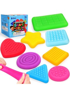 SMALL FISH Shape Learning Sensory Toys for Toddlers - Textured Stress Relief Sensory Toys for Autistic Children, Pull and Stretch Tactile Toy, Calming Autism Toys for Boys and Girls Preschool Kids (8Pack)  - Image 2