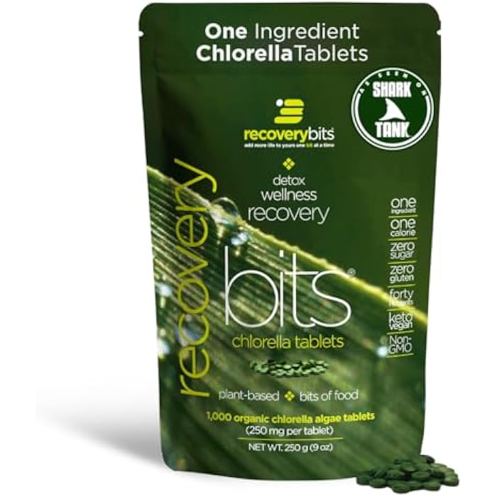 ENERGYBITS RECOVERYbits - Organic Chlorella Tablets - Plant-Based Algae Superfood - Chlorophyll - Cracked Cell Wall - Energy - Immune System - Detox - Keto - Vegan - Non-GMO - Large Bag - 1000 Tablets - Image 1