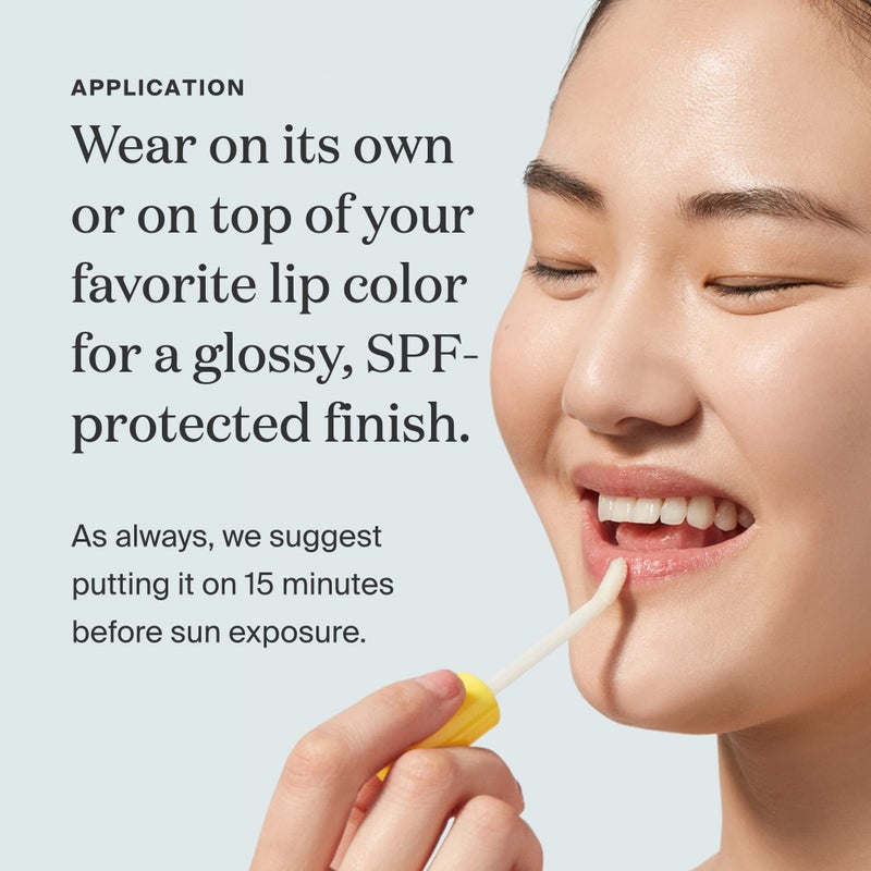 Supergoop! Lipscreen Shine SPF 40, 0.34 fl oz - Water-Resistant Clear Lip Gloss - Broad Spectrum SPF Lip Balm with Grape Seed Extract, Sunflower Seed Oil & Kelp Extract - Non-Sticky Formula - Image 4