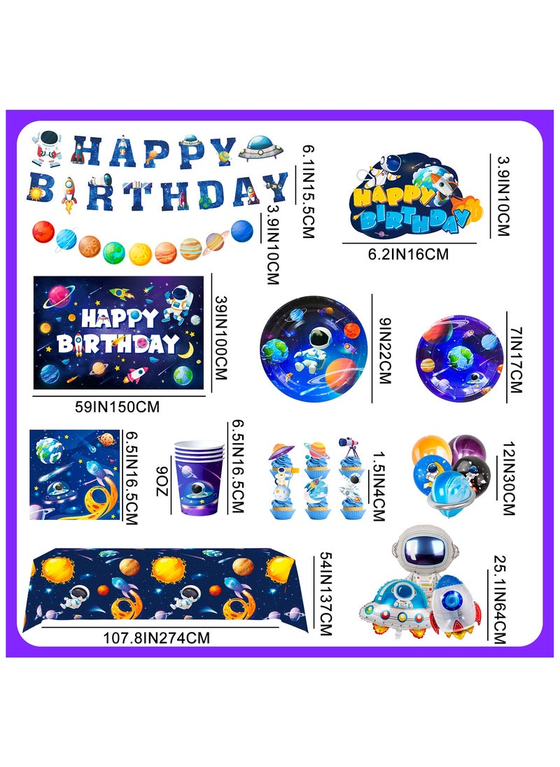 FRUITFUL PARTY - Space Birthday Party Decorations for 10 Guests, Outer Space Party Disposable Tableware Set Outer Space Themed Plates Tablecloth Backdrop Balloon - Image 1