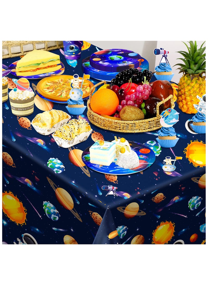 FRUITFUL PARTY - Space Birthday Party Decorations for 10 Guests, Outer Space Party Disposable Tableware Set Outer Space Themed Plates Tablecloth Backdrop Balloon - Image 1