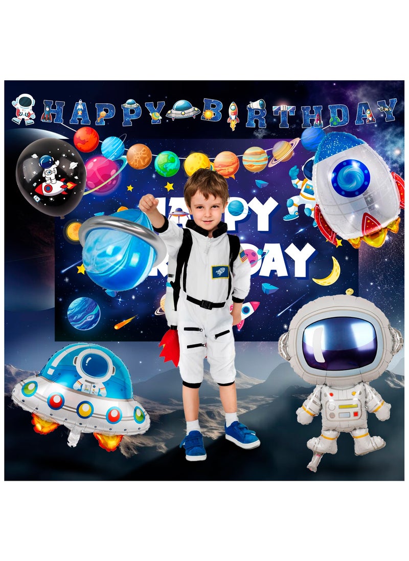FRUITFUL PARTY - Space Birthday Party Decorations for 10 Guests, Outer Space Party Disposable Tableware Set Outer Space Themed Plates Tablecloth Backdrop Balloon - Image 1