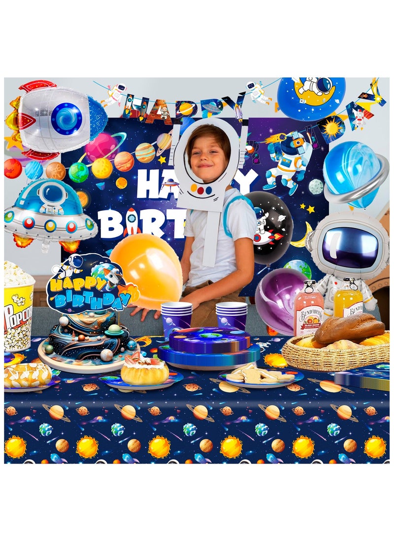 FRUITFUL PARTY - Space Birthday Party Decorations for 10 Guests, Outer Space Party Disposable Tableware Set Outer Space Themed Plates Tablecloth Backdrop Balloon - Image 1