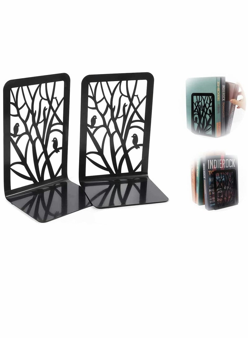 Y&D Book Ends, Iron Bookends, Bookshelf, Non Skid Metal Heavy Duty Bookend, Divider Decorative Holder, Abstract Art Design Stopper Supports for Office School Home Decorative, 1 Pair - Image 1