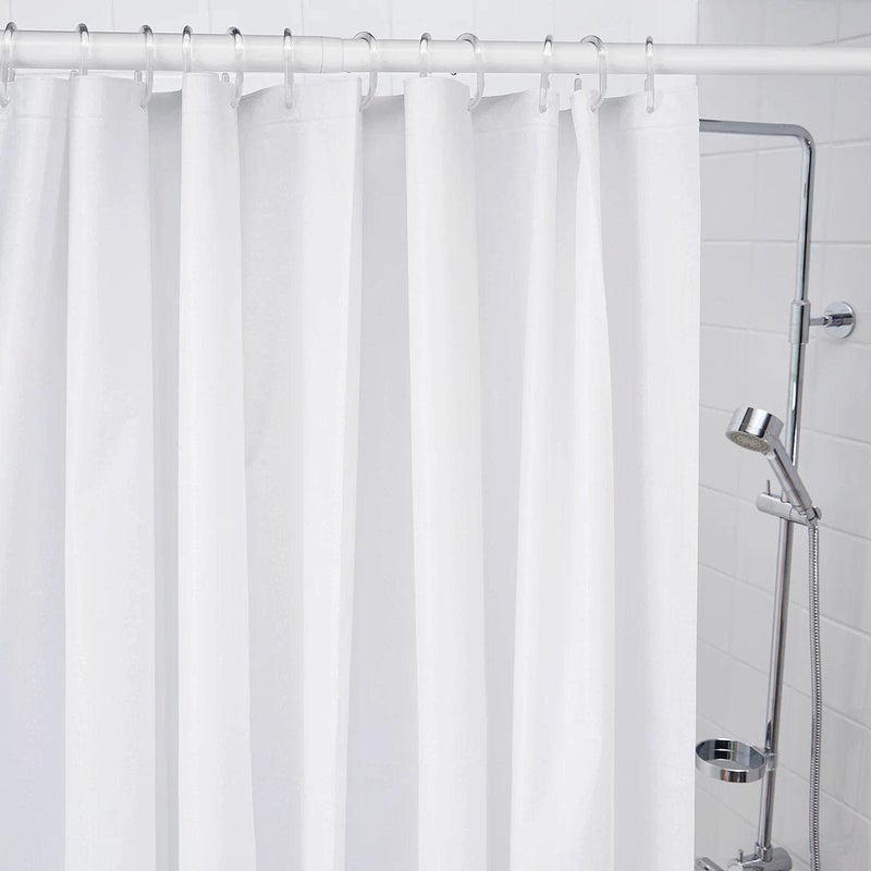 Plain Bathtub Shower Curtain Made of Tarpaulin Size 200cm x 180cm with 15 Hanging Loops - White - Image 2