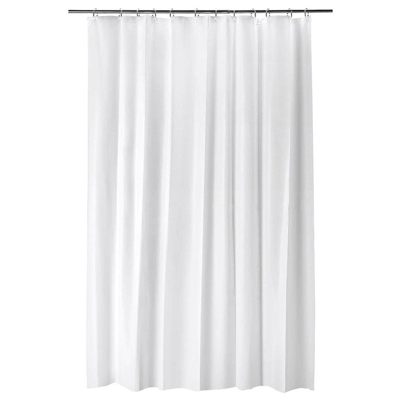 Plain Bathtub Shower Curtain Made of Tarpaulin Size 200cm x 180cm with 15 Hanging Loops - White - Image 1