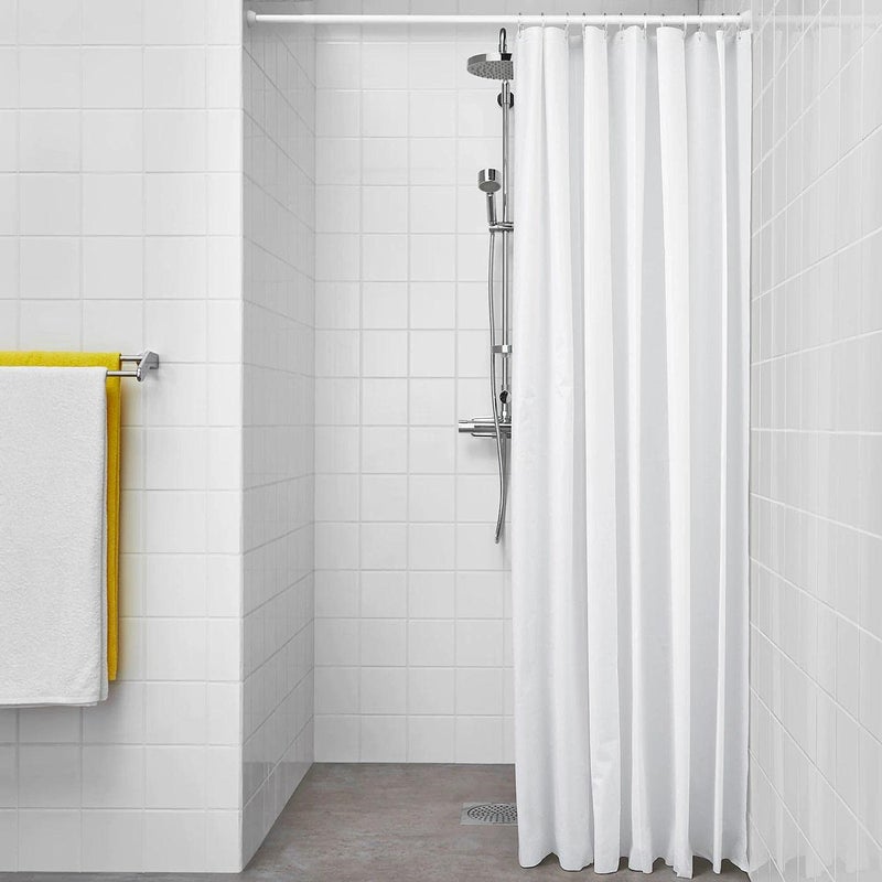 Plain Bathtub Shower Curtain Made of Tarpaulin Size 200cm x 180cm with 15 Hanging Loops - White - Image 3
