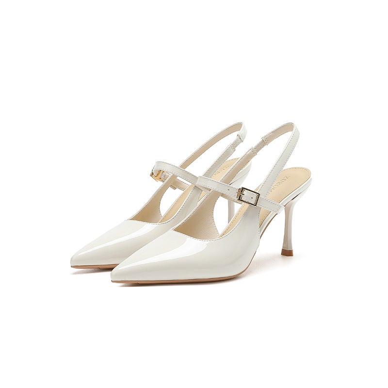 2024 Chic French Peep-Toe Stiletto Heels for Women creamy-white -8CM