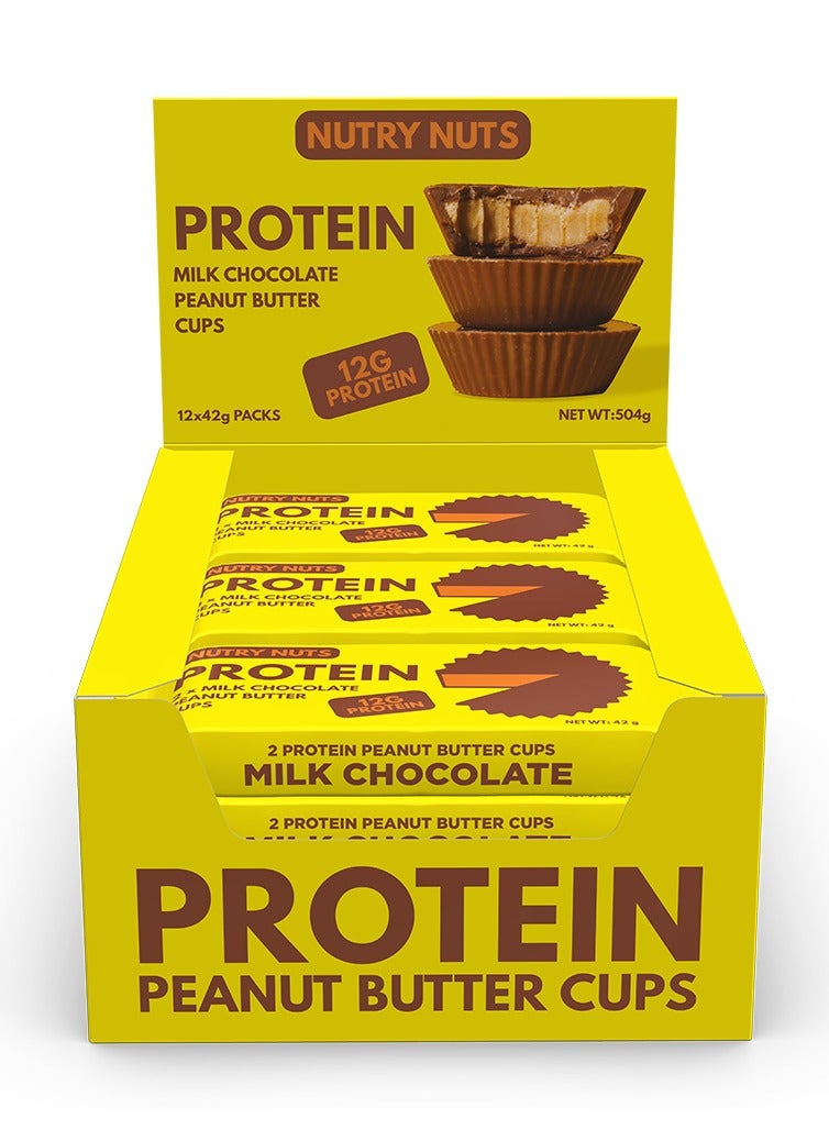 Nutry Nuts Protein Peanut Butter Cups Milk Chocolate 12g Protein Healthy Snack Pack - Image 1