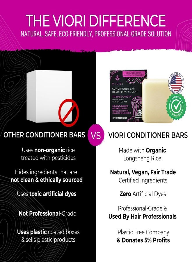 Viori Conditioner Bar - Handcrafted with Longsheng Rice Water & Natural Ingredients - Sulfate-free, Paraben-free, Cruelty-free, Phthalate-free, pH balanced 100% Vegan, Zero-Waste (Terrace Garden) - Image 4