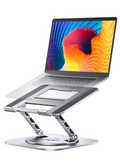 Adjustable Laptop Stand with 360 Degree Rotating Base Foldable Design Comfortable Practical Compatible with MacBook Pro Air Notebook up to 16 inch, Silver