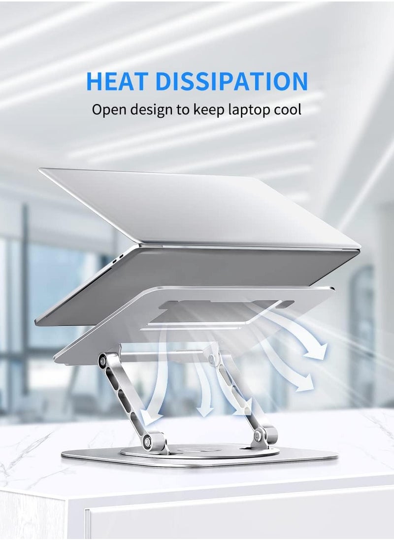 Generic - Adjustable Laptop Stand with 360 Degree Rotating Base Foldable Design Comfortable Practical Compatible with MacBook Pro Air Notebook up to 16 inch, Silver - Image 1