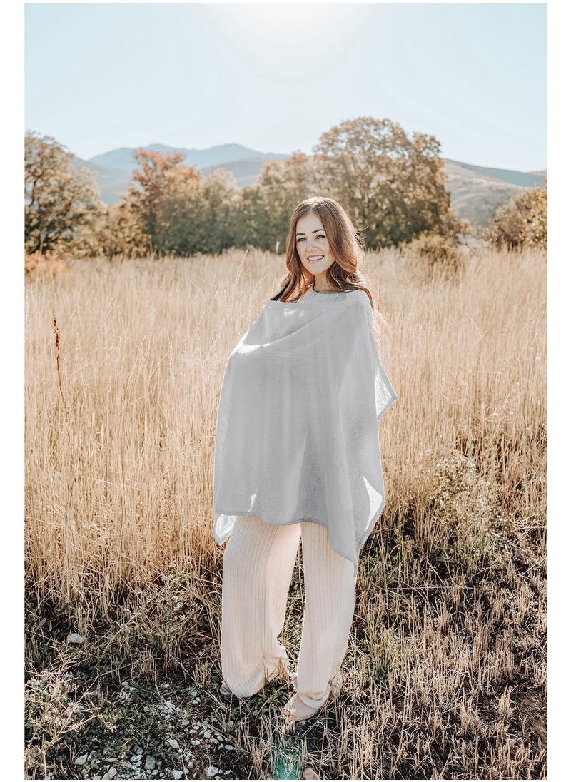 Muslin Nursing Cover for Baby Breastfeeding Breathable 100% Cotton Breastfeeding Cover with Rigid Hoop for Mother Nursing Apron Multi-use Carseat Canopy