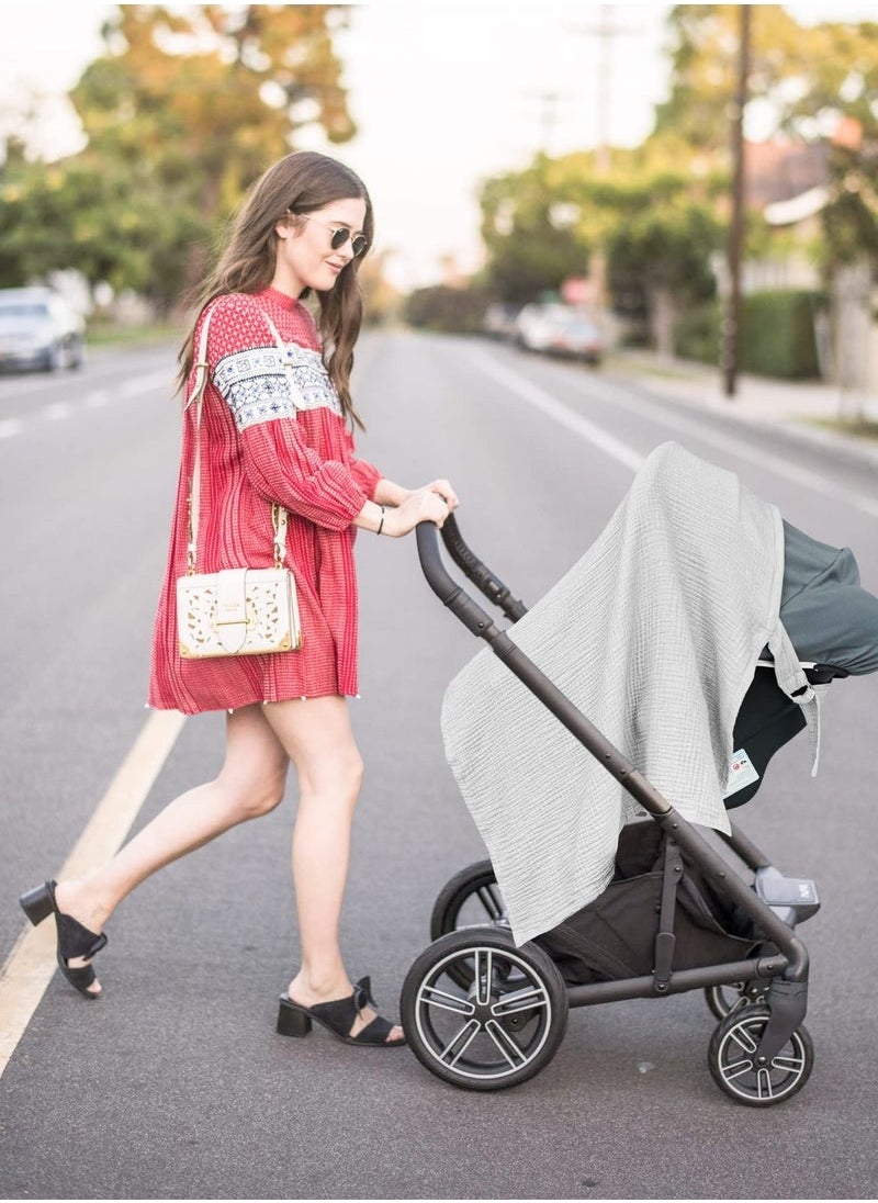 Muslin Nursing Cover for Baby Breastfeeding Breathable 100% Cotton Breastfeeding Cover with Rigid Hoop for Mother Nursing Apron Multi-use Carseat Canopy