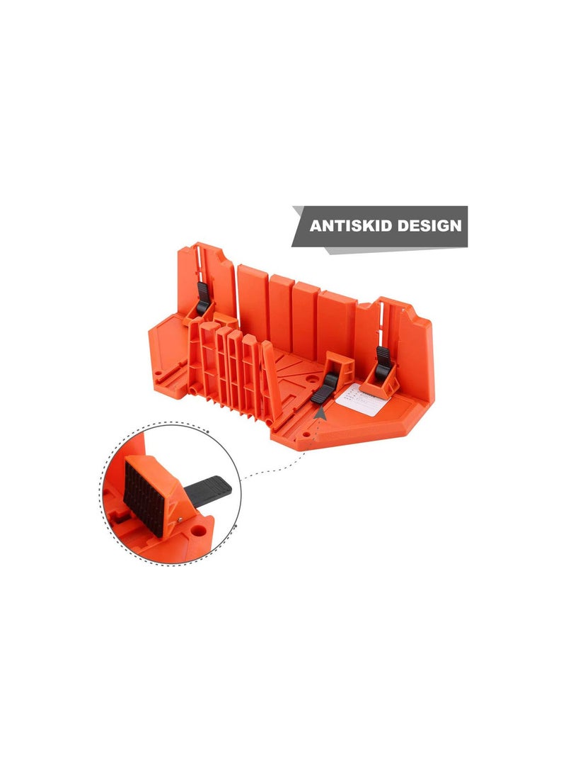 GGOOT Clamping Mitre Box, Saw Storage Miter Box, 14inch Plastic Mitre Box Pruning Hand Saw Wood Cutting Woodworking Tool with Clamp for Architectural Working - Image 2