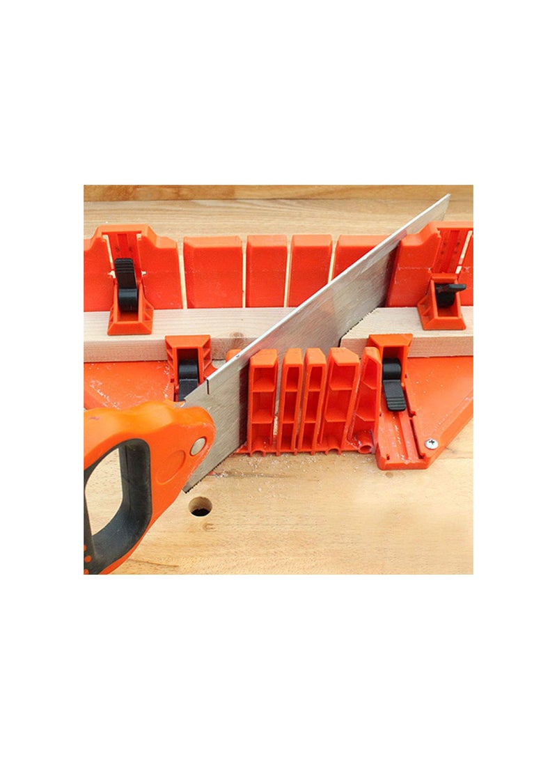 GGOOT Clamping Mitre Box, Saw Storage Miter Box, 14inch Plastic Mitre Box Pruning Hand Saw Wood Cutting Woodworking Tool with Clamp for Architectural Working - Image 4