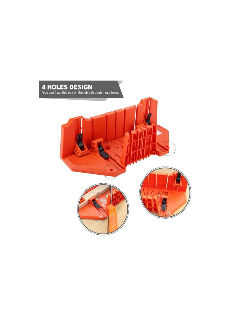 GGOOT Clamping Mitre Box, Saw Storage Miter Box, 14inch Plastic Mitre Box Pruning Hand Saw Wood Cutting Woodworking Tool with Clamp for Architectural Working - Image 5