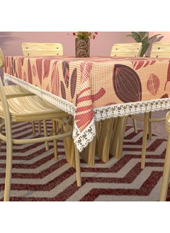 Kuber Industries Kuber Industries Leaf Print Dining Table Cover 6 Seater|Exclusive Table Cloth|Table Sheet For dining, Party, Events|Waterproof Table Protector|Indoor And Outdoor Use "90x60" (Brown & Red)  - Image 4