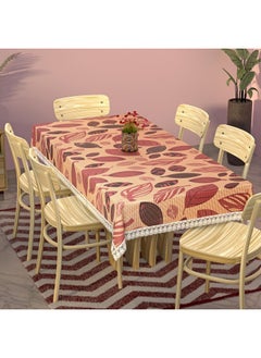 Kuber Industries Kuber Industries Leaf Print Dining Table Cover 6 Seater|Exclusive Table Cloth|Table Sheet For dining, Party, Events|Waterproof Table Protector|Indoor And Outdoor Use "90x60" (Brown & Red)  - Image 1