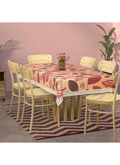 Kuber Industries Kuber Industries Leaf Print Dining Table Cover 6 Seater|Exclusive Table Cloth|Table Sheet For dining, Party, Events|Waterproof Table Protector|Indoor And Outdoor Use "90x60" (Brown & Red)  - Image 2
