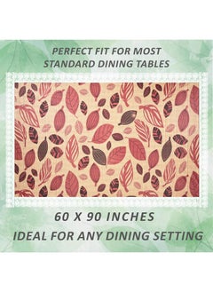 Kuber Industries Kuber Industries Leaf Print Dining Table Cover 6 Seater|Exclusive Table Cloth|Table Sheet For dining, Party, Events|Waterproof Table Protector|Indoor And Outdoor Use "90x60" (Brown & Red)  - Image 3