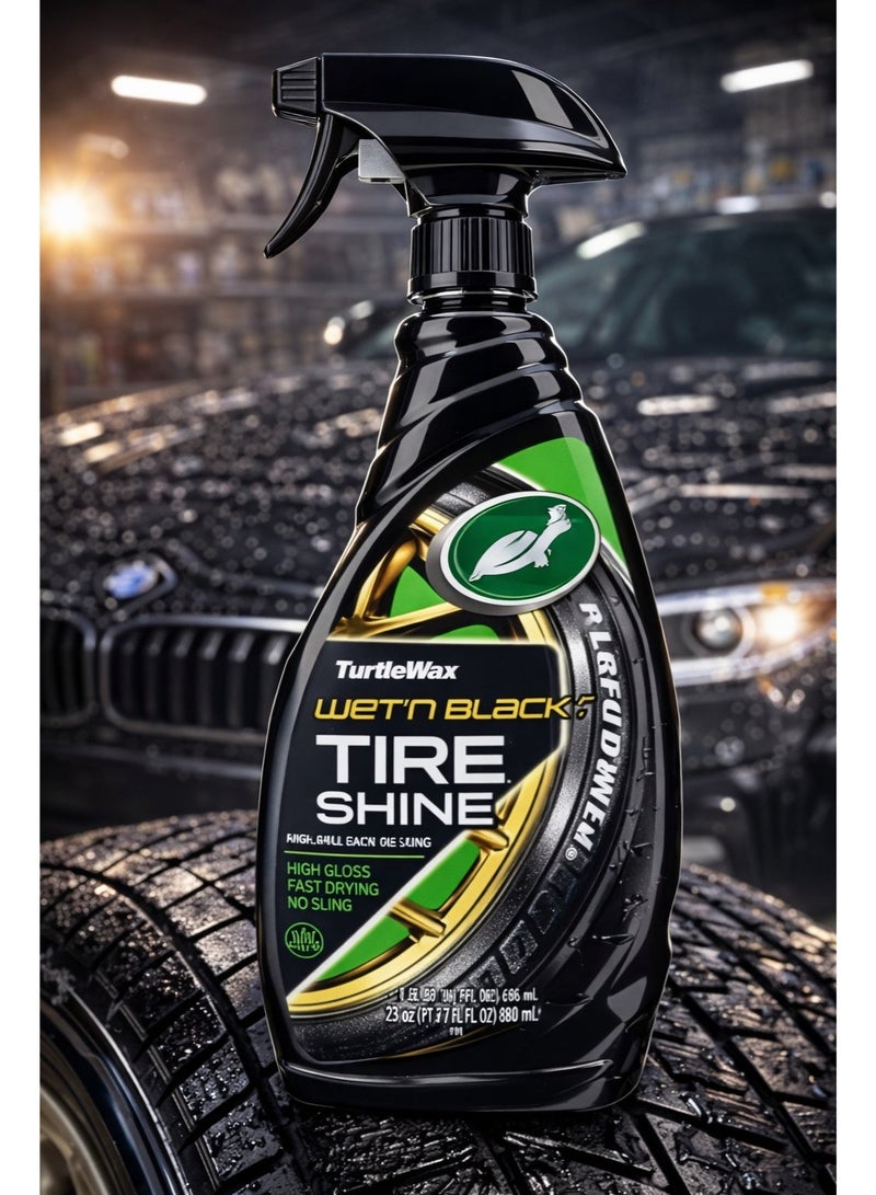Wet 'N Black Ultra Wet Tire Shine 680ml – Deep Wet-Look Tire Shine with UV Protection & Long-Lasting Silicone Polymers for Tires, Trim & Rubber