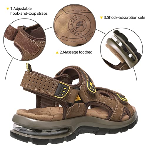 CAMEL CROWN Men's Leather Sandals for Hiking Walking Beach Treads Water Athletic Outdoor with Premium Air Cushion | Waterproof - Image 4