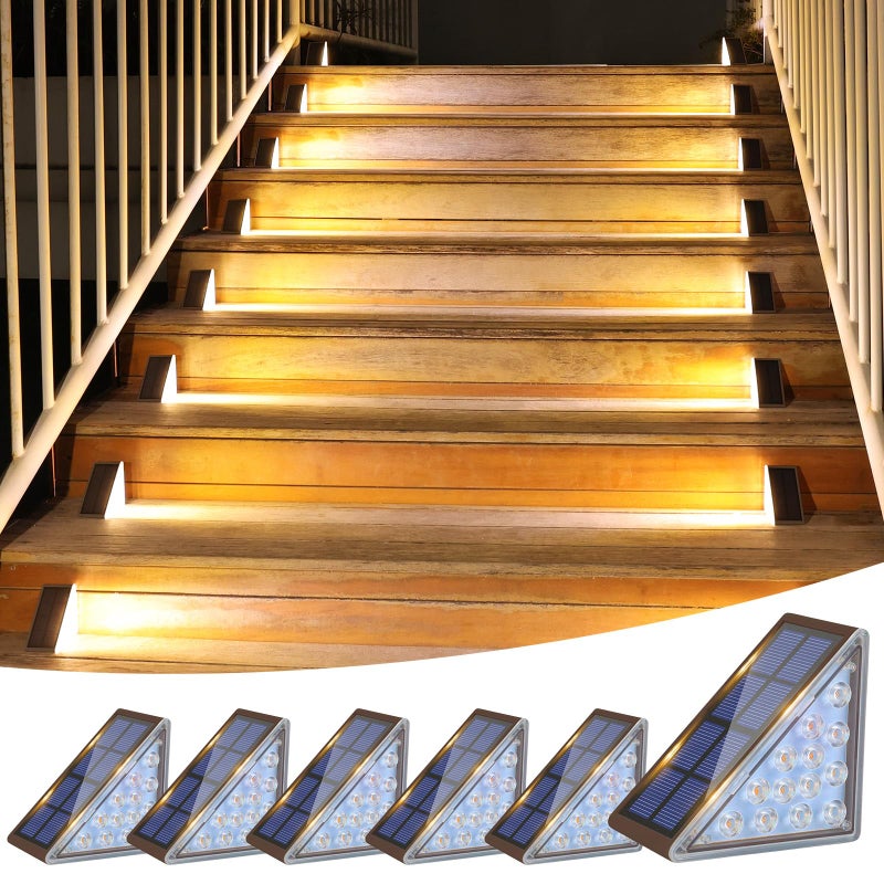 VOLISUN Solar Step Lights Outdoor Waterproof, LED Outdoor Stair Lights, Solar Step Light for Outside, Solar Deck Lights Outdoor Decor for Stair,Front Porch and Patio(Brown,6 Pack) - Image 1
