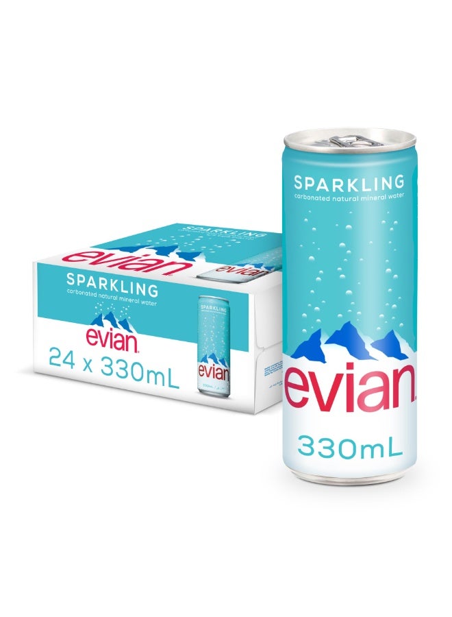 إيفيان مياه إيفيان المعدنية الطبيعية الغازية 330 مل × 24 علبة - Image 1