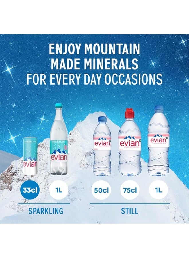 إيفيان مياه إيفيان المعدنية الطبيعية الغازية 330 مل × 24 علبة - Image 2