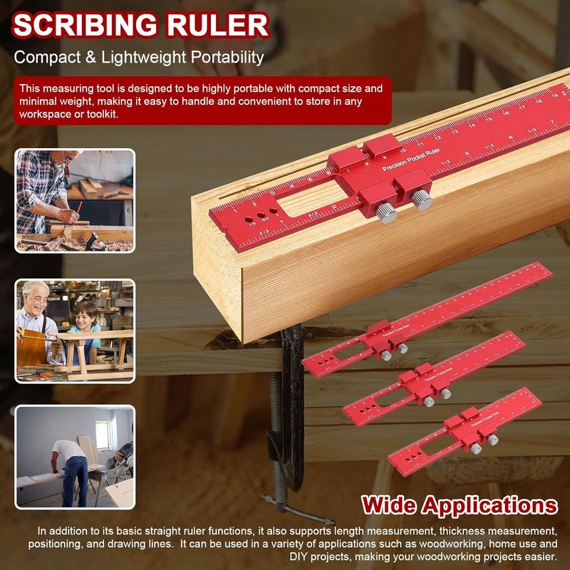 3 قطع من مسطرة كتلة الانزلاق من نوع T من الألومنيوم بزاوية 45 درجة ومقياس إمبراطوري متري - Image 4