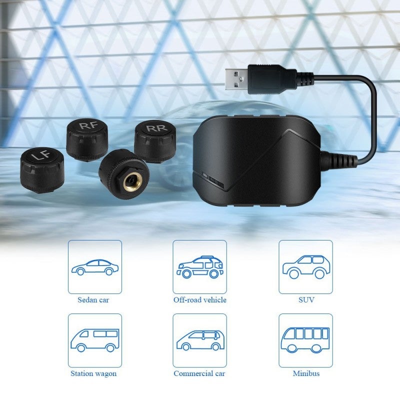 Wireless Tire Pressure Monitor: Black, 4 High-Accuracy Waterproof Sensors - Real-Time Pressure & Temperature Monitoring, Audible Alarm, Auto Wake/Hibernate Tire Pressure Monitoring System for Android - Image 3